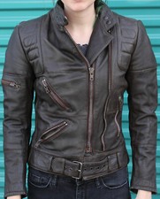 Vintage Hein Gericke Harley Davidson Motorcycle Racing Jacket Brown Leather Belt