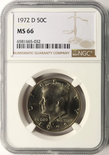 1972-D Kennedy Half Dollar 50c NGC MS66