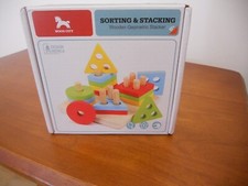 WOOD CITY Wooden Sorting Stacking Toys for Toddlers, Educational Shape Color's