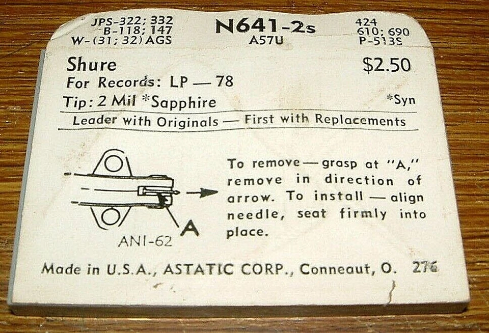 Jewell 3-speed record NEEDLE N641-2s for Shure A57U EV3103 W32AGS JPS-332 751-S2 - Image 2 of 4