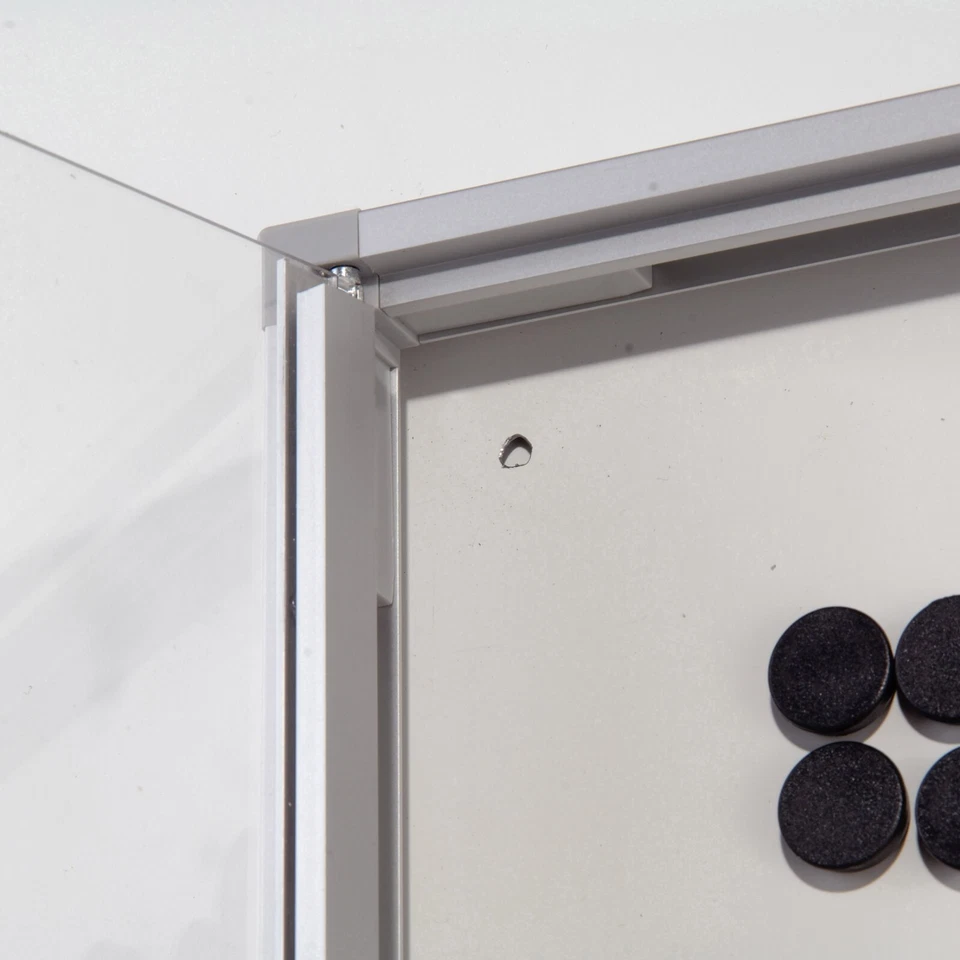 Magnetic Showboard Silver Aluminum Lockable Glass Door Noticeboard 4-6x(8.5x11) - Image 2 of 4