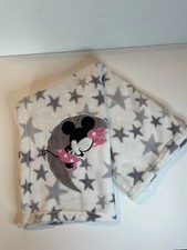 Minnie Mouse Baby Blanket Lambs  Ivy Baby White W/Gray Stars Fleece Disney