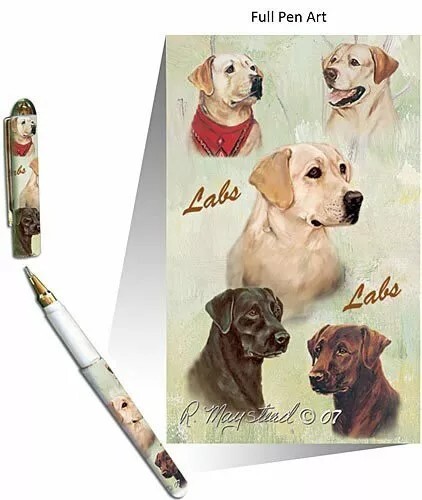 Labrador Retriever Holiday Greeting Cards Black Ink Pen Set