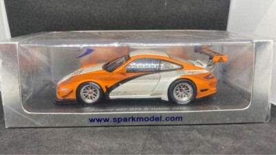 1/43 Spark Porsche 997 GT3 R Hybrid 2010 Orange White w 1/43 Spark Porsche 997 GT3 R Hybrid 2010 Orange White w