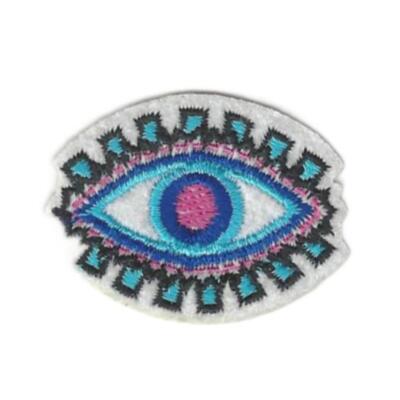 EVIL EYE IRON ON PATCH 1.6'' Small Colorful Embroidered Protection Symbol Blue