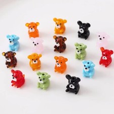 4pcs Glass Bear Spacer Beads,Multicolour Animal Bear Beads for Jewelry Makings