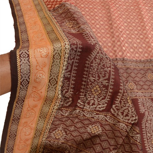 Sanskriti Vintage Dupatta Long Stole Blend Silk Brick Red Woven Scarves - Picture 5 of 8