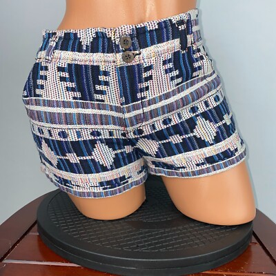 Jolt Shorts Juniors 7 Aztec Tribal Embroidered Woven Cuffed Summer Festival