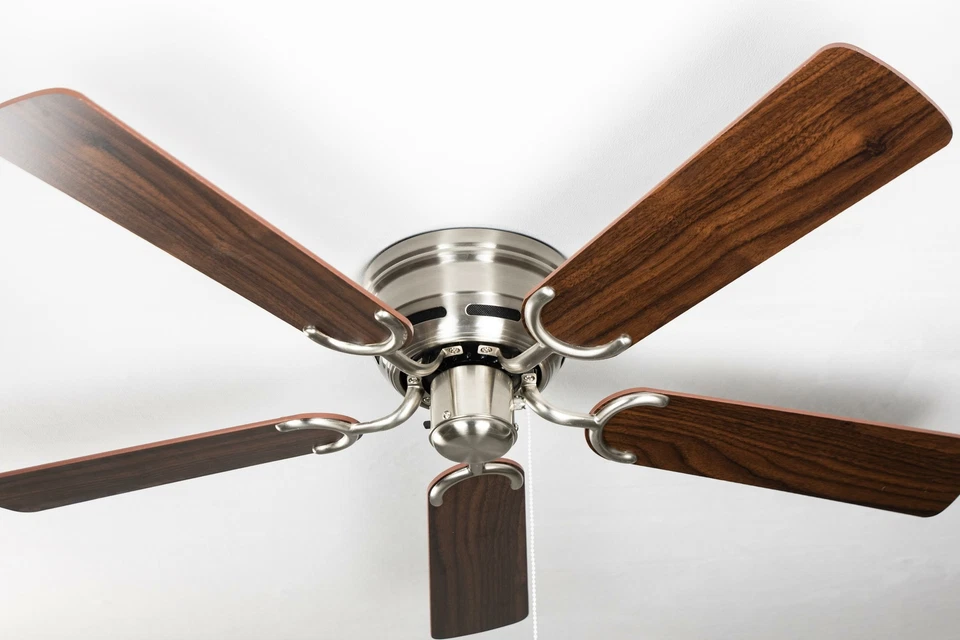 Ceiling Fan with Pull Switch Kisa Deluxe 105cm Nickel Blades Oak/Walnut - Image 4 of 4