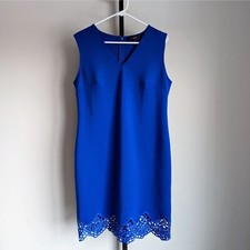 Blue Midi Dress With Lace Detail