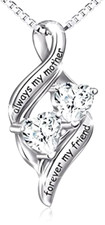 Sterling Silver Mother Child Sister Forever Love Heart Pendant Necklace Jewelry