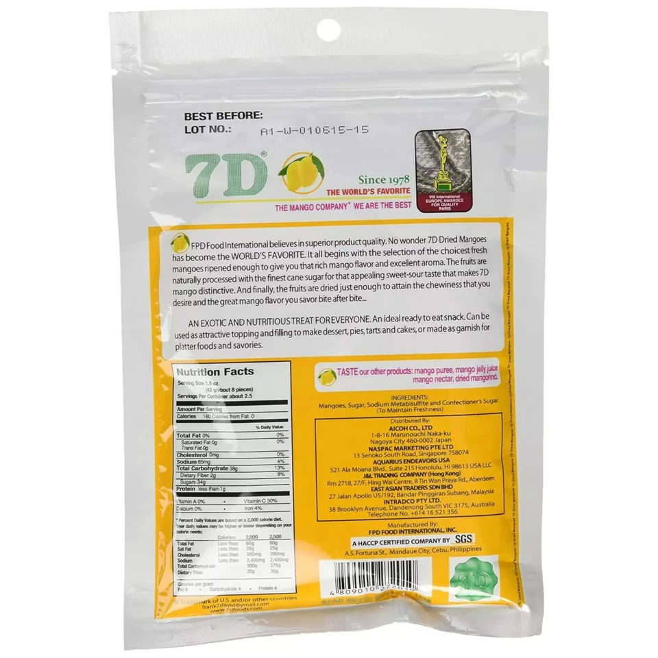 7D Mangoes Naturally Delicious Dried Tree Ripened Dried Mango - Set of 6 - Image 2 of 4