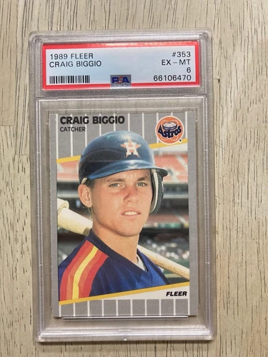 1989 Fleer #353 CRAIG BIGGIO (RC) Houston Astros - Hall of Fame - PSA 6
