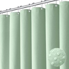 Dynamene Mint Green Fabric Shower Curtain - Waffle Weave Textured Heavy