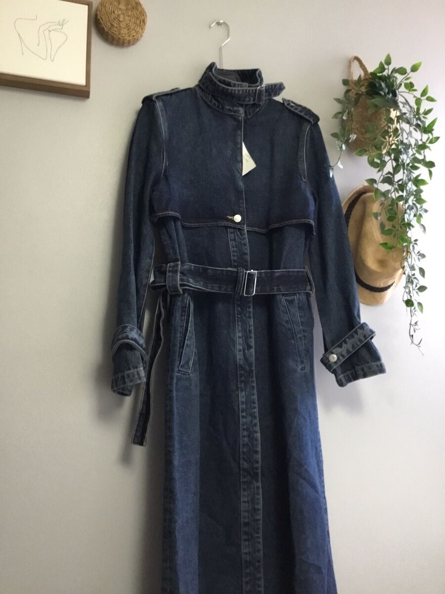 ZARA WOMAN TRF DENIM TRENCH COAT NAVY BLUE NEW FW24 SIZE XS ZARA WOMAN TRF DENIM TRENCH COAT NAVY BLUE NEW FW24 SIZE XS