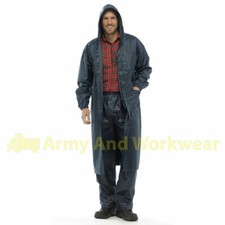 Image of Mens Long Waterproof Hooded Lightweight Rain Coat Outdoor Jacket Raincoat Dry