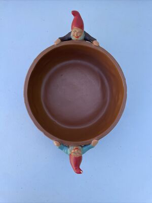 Heissner Gnome Bowl Planter Rare Vintage Clay Pottery W Germany Gnomies #644 NEW
