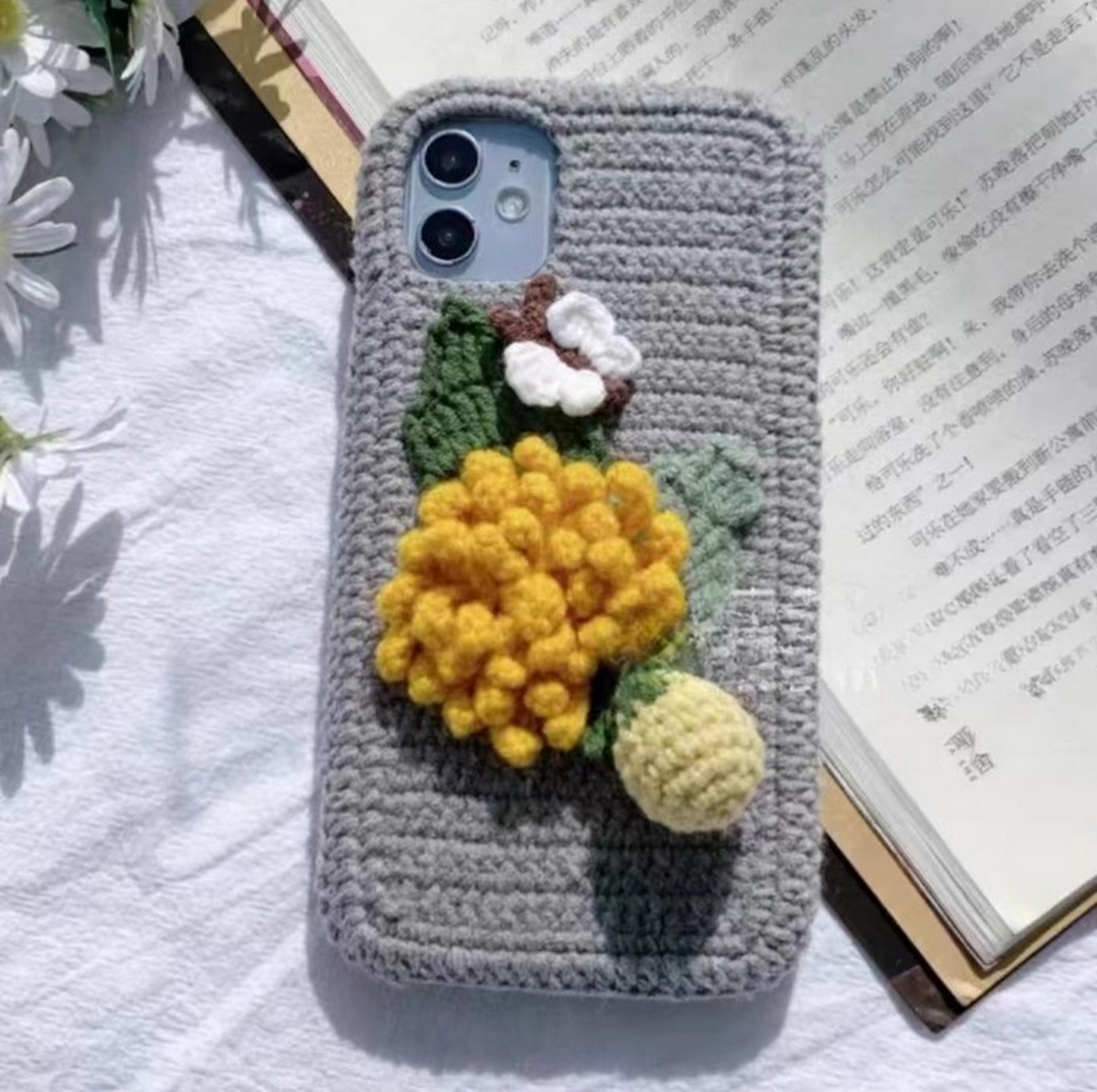 Flower DIY Knitted Phone Case Finished Handmade Customized Knitwear Phone  Case | eBay