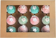 20-Packs Brown Cupcake Boxes 12 Holders,13.8 x 9.5 x 4inch with Inserts & Window