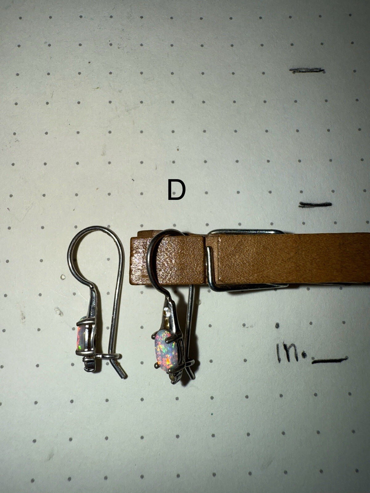 Tiny White Opal and Silver Hook Earrings - image 1