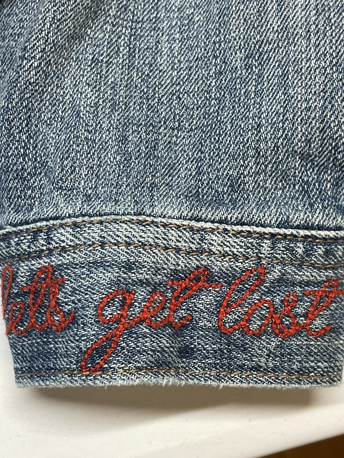 AMERICAN EAGLE Small jean jacket embroidered Just… - image 7