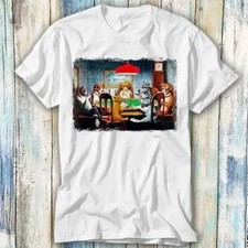 Poker Party Golden Pug Buldog Dogs Playing T Shirt Meme Gift Top Tee 1392