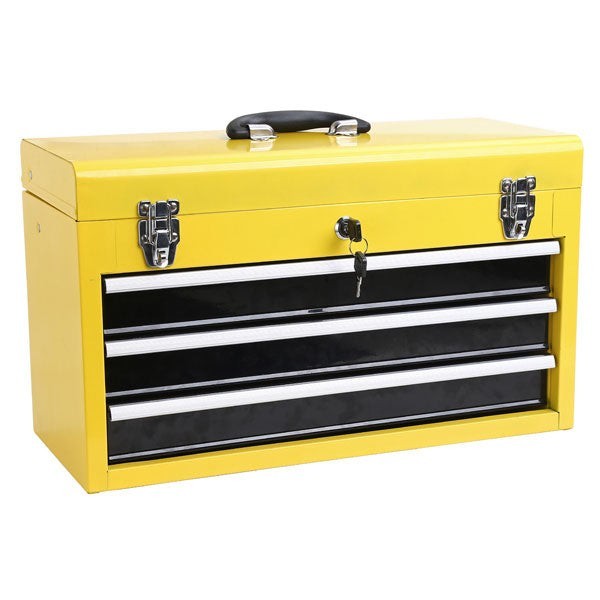 Portable Metal Tool Box Chest With 3 Storage Drawers