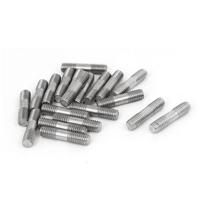 uxcell M6x25mm 304 Stainless Steel Double End Threaded Stud Screw Silver Tone