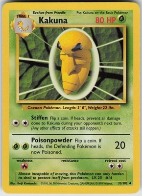 Played Kakuna 033/102 Uncommon Base Set