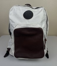 Duluth Pack Deluxe Canvas & Leather Backpack White Brown Made In USA Rare