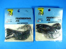 VTG Jerry's Lures 4" Feathertail Soft Plastic Jig Smoke Black Purple Green USA