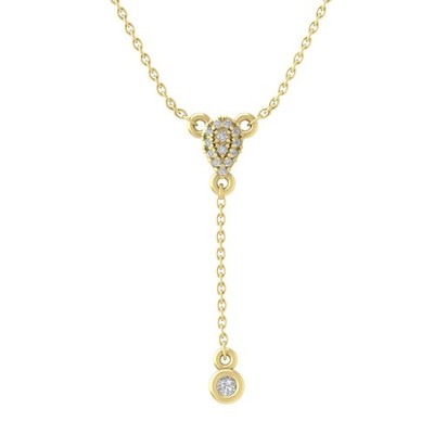 0,1 kt runder im Labor gezüchteter Diamant 10 K Gelbgold Halskette 18 Zoll Silberkette