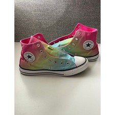 Size 3 Converse Youths Chuck Taylor All Star HI TOP Rainbow Shoes No Laces