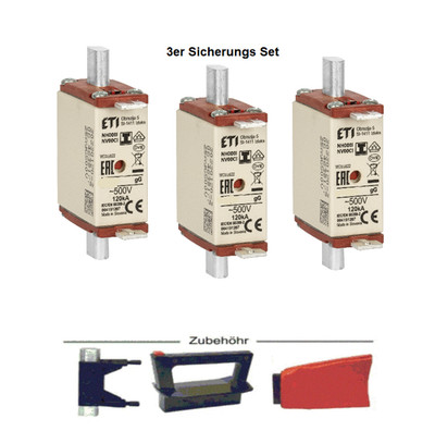 3 Stück NH Sicherungseinsätze NH00 SFL 25A 32A 35A  40A 50A 63A 80A 100A