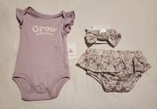 NWT Rene Rofe Baby Grow With Love Floral Outfit 3PC Set Baby Girl
