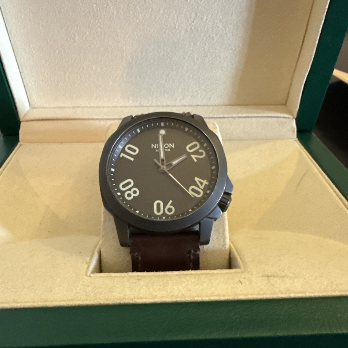 Nixon Ranger Black Dial Brown Leather Strap Mens Watch | eBay