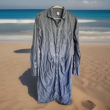 Gap Denim SHIRT Dress Size S Tall Blue Cotton Button Front CHIC BOHO