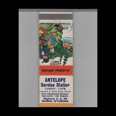 Matchbook Cover Antelope Service Station Cabins & Cafe Burns, WY