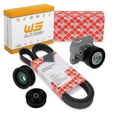 febi Keilrippenriemen + Spanner + Rollen Set für MERCEDES W203/204 W211/212 M272