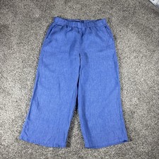 Eileen Fisher 100 Organic Linen Pull on Quiet Luxury Wide Leg Pants Size Medium