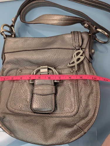 B Makowsky Silver Pebbled Soft Leather Small Convertible Crossbody Shoulder Bag - Picture 15 of 16