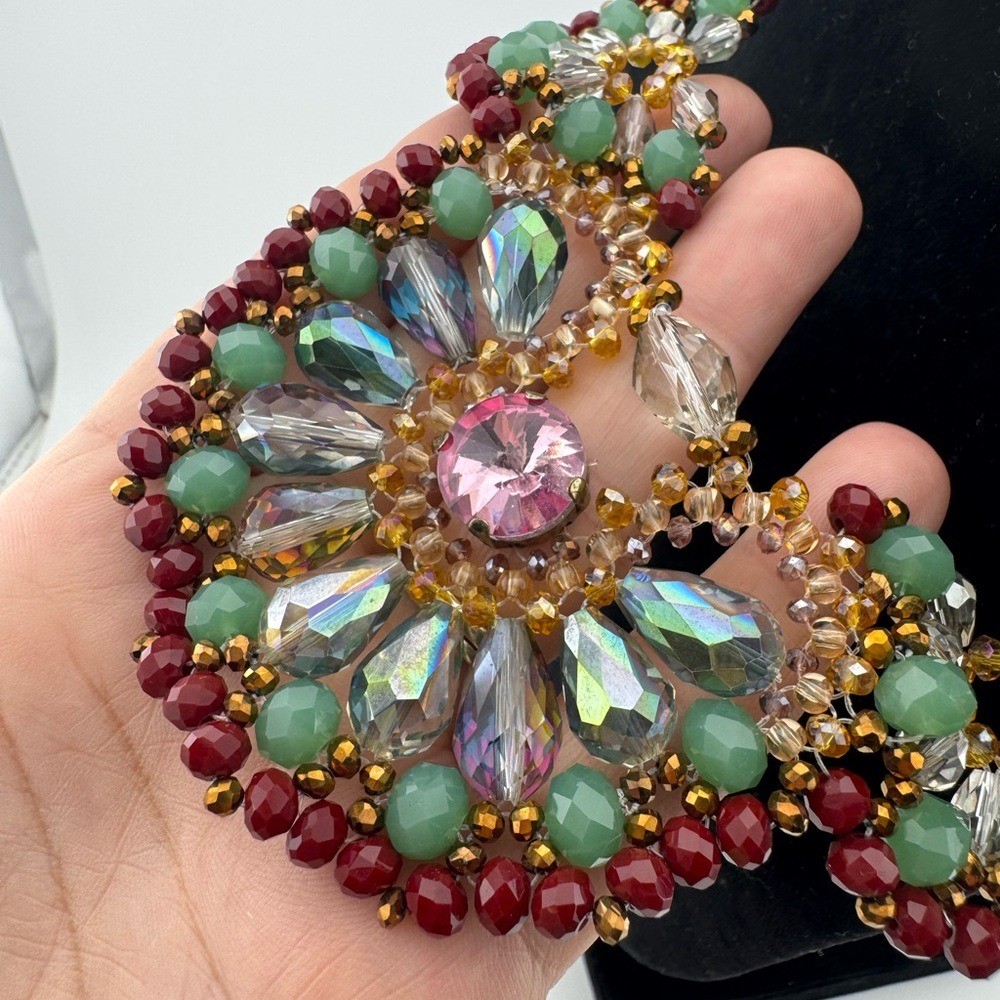 Elegant Multicolor Statement Beaded Necklace - image 4