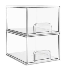 2 Pack Clear Small Stackable Storage Drawers Acrylic Makeup Organiser 