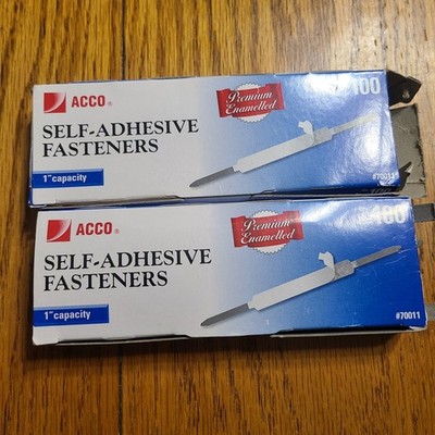 140 Total Count Acco Self-Adhesive Two-Prong Paper Fastener Bases 1'' Open Box