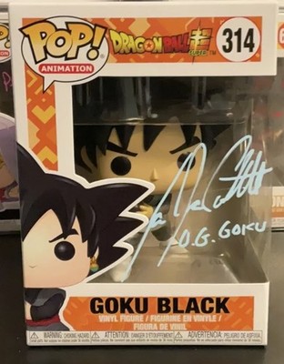 Funko Pop Dragon Ball Super 314 Goku Black signed  Ian James Corlett SWAU S92481