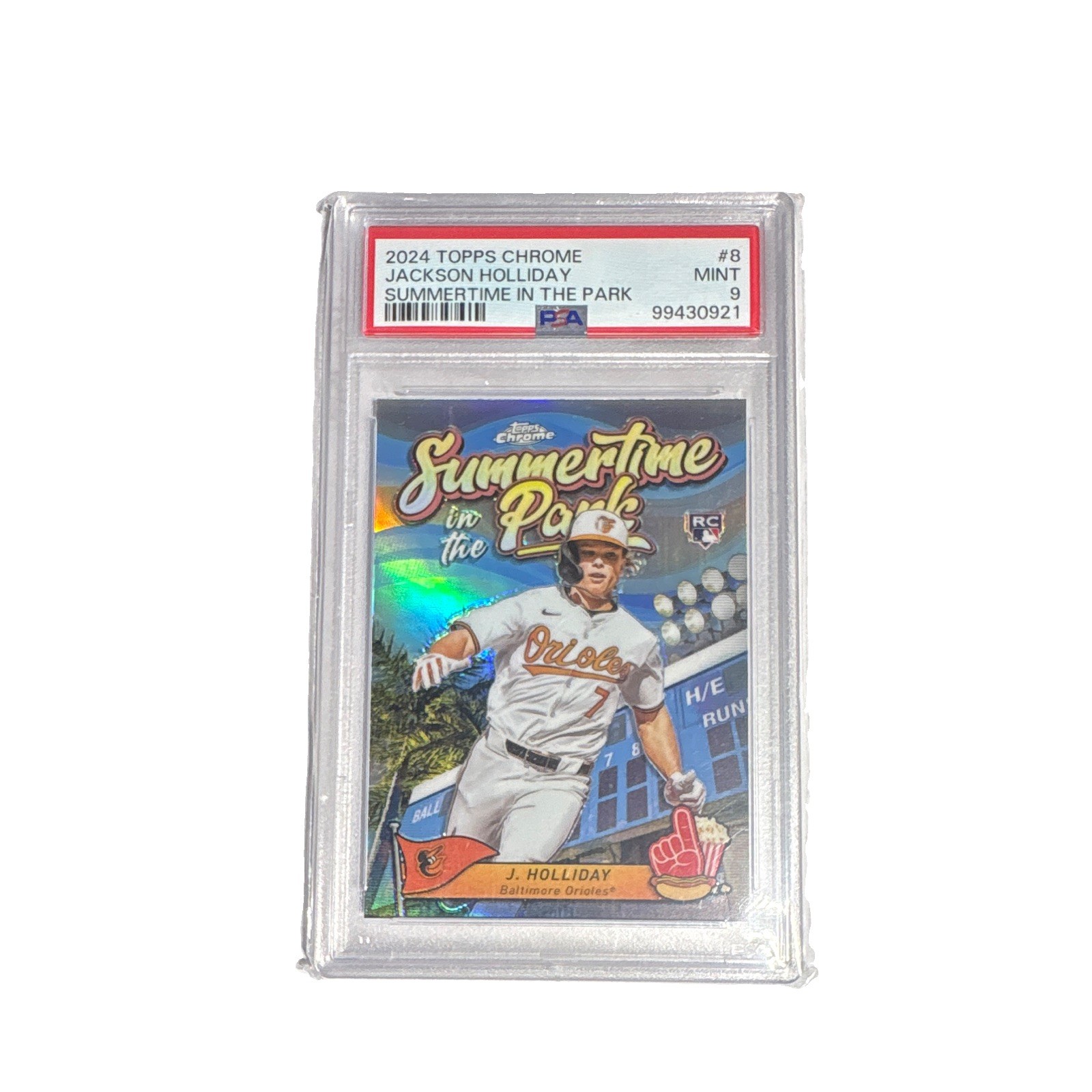 Topps 2024 Chrome Jackson Holliday Summertime in the Park SITP-8 RC PSA 9
