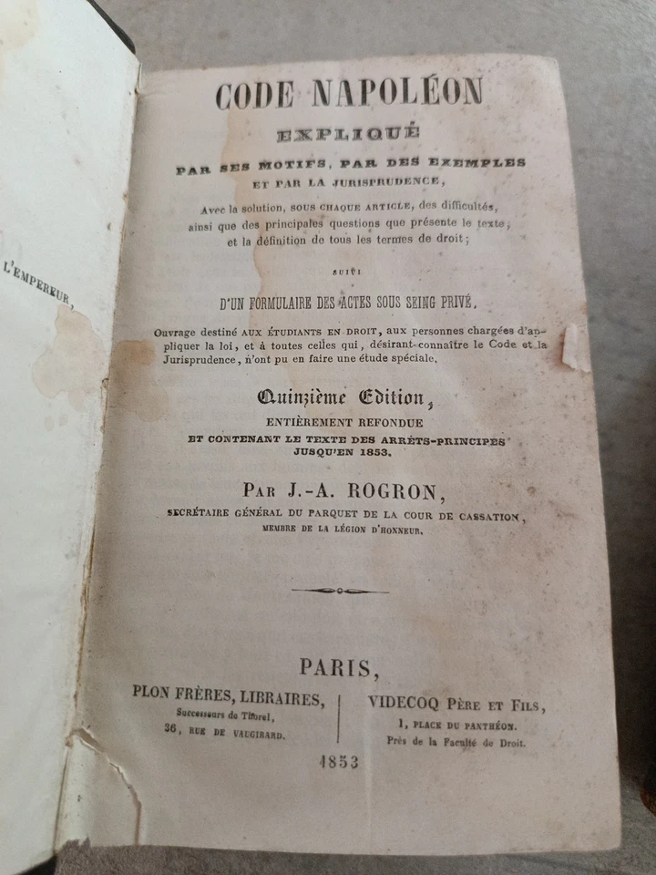 Livres Code Napoléon 1853 - Photo 2/4