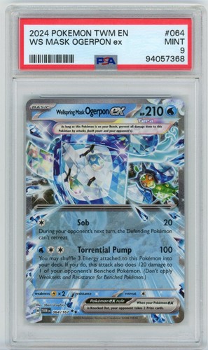 2024 POKEMON TWM EN-TWILIGHT MASQUERADE #064 WELLSPRING MASK OGERPON EX PSA 9 - Picture 1 of 2