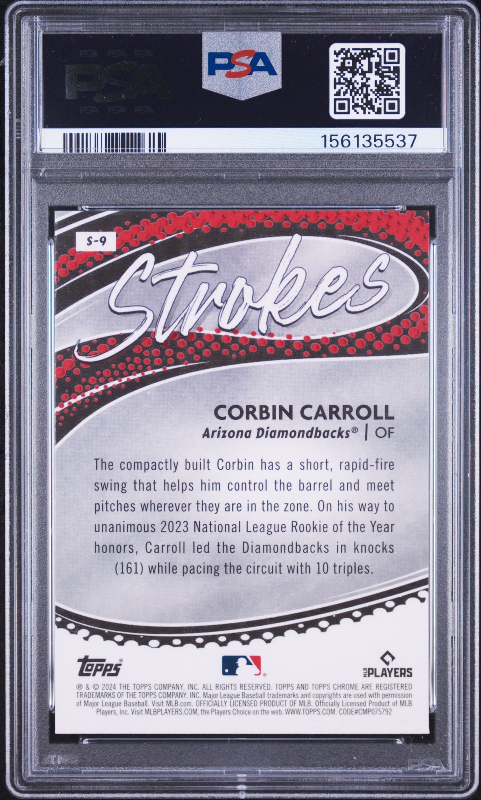 2024 TOPPS CHROME STROKES #S9 CORBIN CARROLL PSA 10 view 2