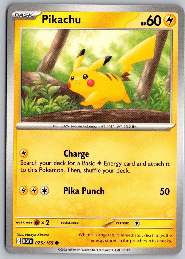 Pikachu 025/165 Common 151 Pokemon Near Mint